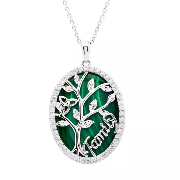 Sterling Silver Malachite Tree of Life Pendant