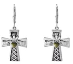 Connemara Marble Silver Claddagh Cross Earrings