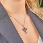 Silver Connemara Marble Celtic Cross Pendant