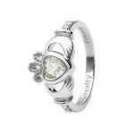 Yellow or White Gold Claddagh Birthstone Ring