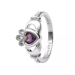 Yellow or White Gold Claddagh Birthstone Ring