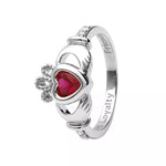 Yellow or White Gold Claddagh Birthstone Ring