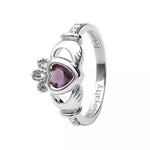 Yellow or White Gold Claddagh Birthstone Ring