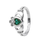 Yellow or White Gold Claddagh Birthstone Ring