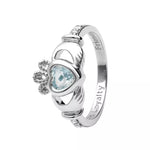 Yellow or White Gold Claddagh Birthstone Ring