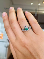 Irish Claddagh Ring with Precious Gemstone Heart And Diamonds