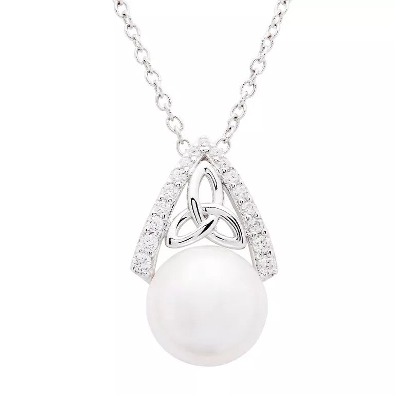 Silver Trinity Knot Pearl Pendant – view 5