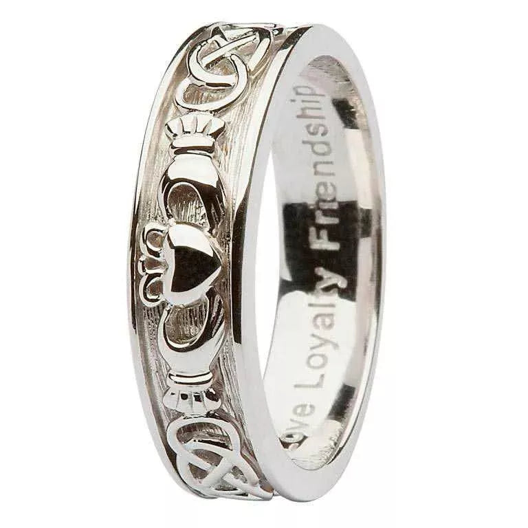 Ladies Silver Claddagh Celtic Wedding Ring – view 3