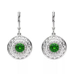 Sterling Silver Green Crystal Celtic Drop Earrings