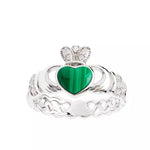 Silver Malachite Claddagh Ring