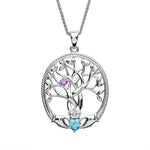 Birthstone Family Claddagh Tree of Life Necklace