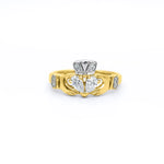 Claddagh Engagement & Wedding Ring Set Adorned With Precious Gemstones