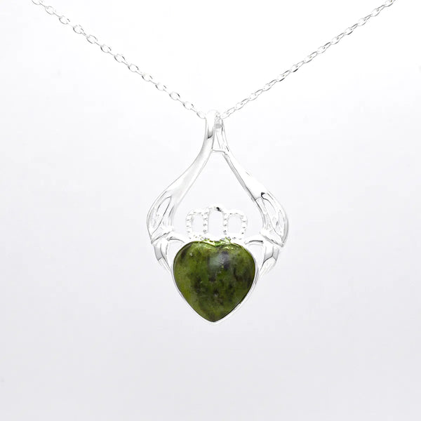 Connemara Marble Sterling Silver Claddagh Necklace
