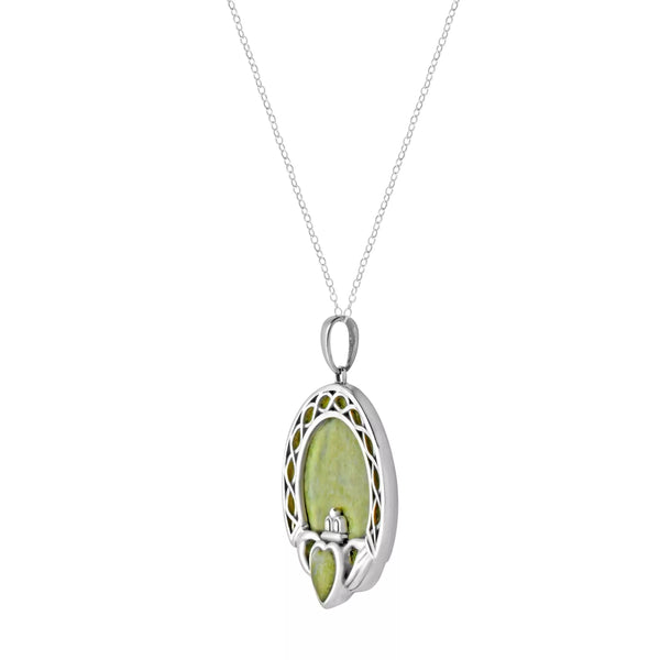 Connemara Marble Sterling Silver Claddagh Pendant
