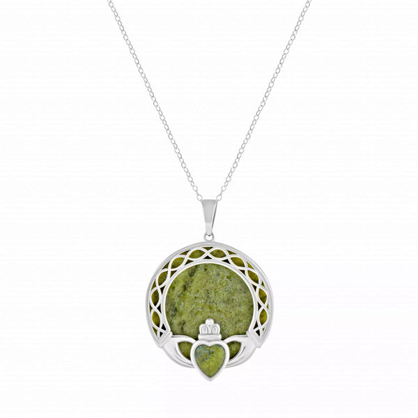 Connemara Marble Sterling Silver Claddagh Pendant