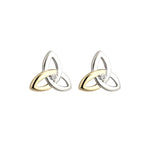 Gold & Silver Trinity Knot Earrings With Diamonds