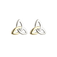 Gold & Silver Trinity Knot Earrings With Diamonds
