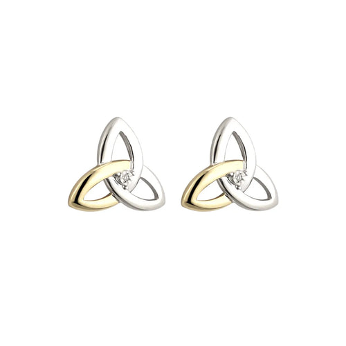 Gold & Silver Trinity Knot Earrings With Diamonds