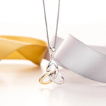 Gold & Silver Trinity Knot Necklace Set With Diamond