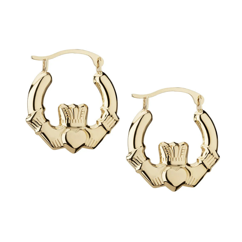 Gold Claddagh Small Hoop Earrings