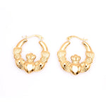 Gold Claddagh Creole Hoop Earrings
