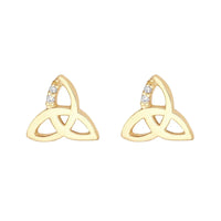 Gold Celtic Trinity Knot Earrings With Cubic Zirconia Stones