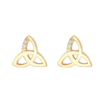Gold Celtic Trinity Knot Earrings With Cubic Zirconia Stones