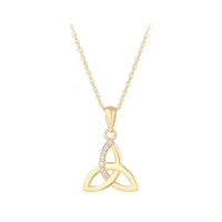Gold Celtic Trinity Knot Necklace With Cubic Zirconia Stones