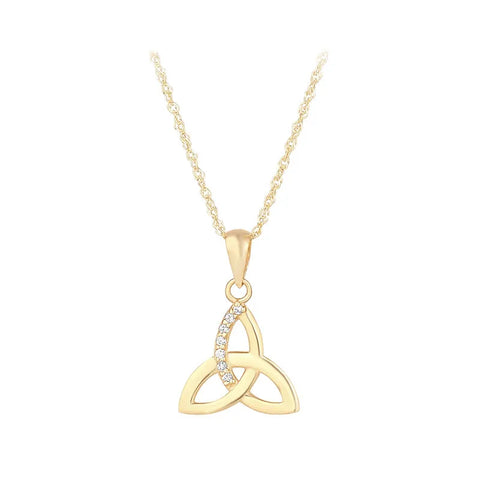 Gold Celtic Trinity Knot Necklace With Cubic Zirconia Stones
