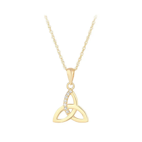 Gold Celtic Trinity Knot Necklace With Cubic Zirconia Stones