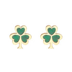 Gold Malachite Irish Shamrock Earrings