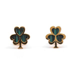 Gold Malachite Irish Shamrock Earrings