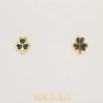 Gold Malachite Irish Shamrock Earrings