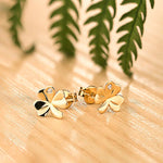 Gold Irish Shamrock Stud Earrings