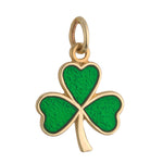 Gold Irish Shamrock Charm With Green Enamel