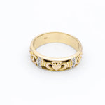Gents Gold Claddagh Celtic Knot Wedding Band With Diamonds