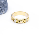 Gents Gold Claddagh Celtic Knot Wedding Band With Diamonds