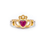Yellow or White Gold Claddagh Birthstone Ring