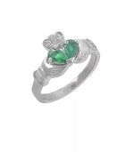 Claddagh Engagement & Wedding Ring Set Adorned With Precious Gemstones