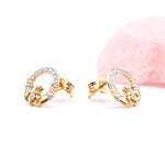 Gold and Diamond Claddagh Stud Earrings