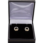 Gold and Diamond Claddagh Stud Earrings