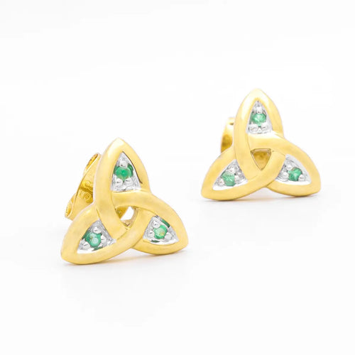Trinity Knot Earrings With Emeralds