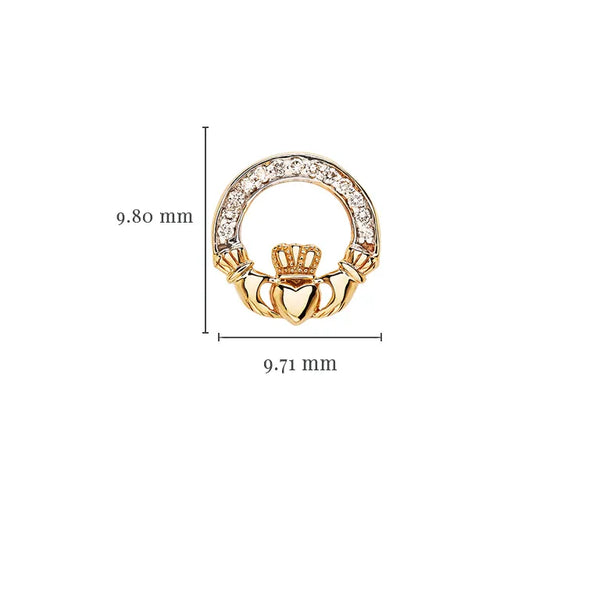 Gold Claddagh Earrings with Lab Diamonds