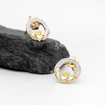 Gold Claddagh Earrings with Lab Diamonds