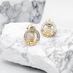 Gold Claddagh Earrings with Lab Diamonds