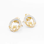 Gold Claddagh Earrings with Lab Diamonds