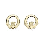 Gold Claddagh Stud Earrings