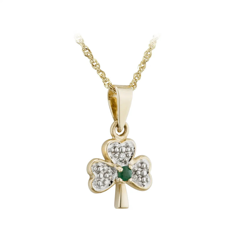 Emerald and Diamond Shamrock Necklace