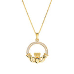 Gold Claddagh Necklace with Lab Diamonds