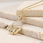 Gold Claddagh Necklace with Lab Diamonds